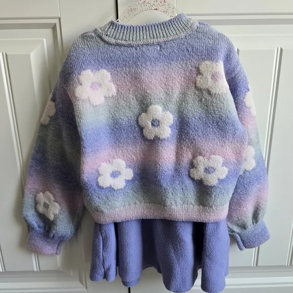 Cupcakes & Cashmere Multicolor Knit Sweater And Skirt For Girls - Picture 2 of 4